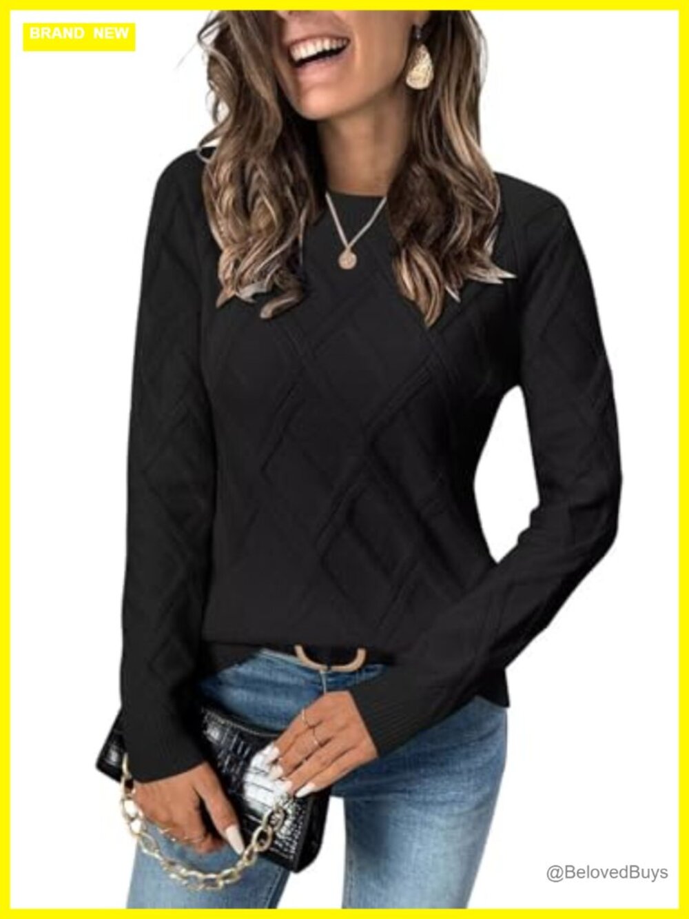 Cable Knit Crew Neck Long Sleeve Pullover Sweater